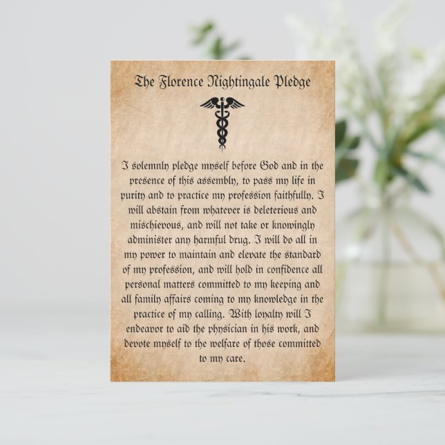 Florence Nightingale Pledge for Nurses Flat Card (Standing Front)