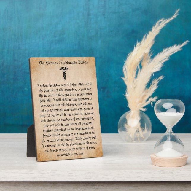 Florence Nightingale Pledge for Nurses Plaque (Side)
