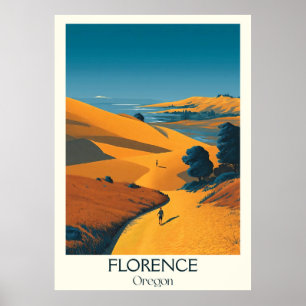 Florence Oregon Vintage Coastal Dune Travel Art Poster