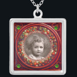 FLORENCE RENAISSANCE FRUITS PHOTO TEMPLATE Emerald Silver Plated Necklace<br><div class="desc">Elegant , classic, vibrant Renaissance fine art , masterpiece from Bottega della Robbia  ( Florence - Italy  ) in bright red, green, purple, brown colours  .</div>