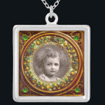 FLORENCE RENAISSANCE FRUITS PHOTO TEMPLATE Emerald Silver Plated Necklace<br><div class="desc">Elegant , classic, vibrant Renaissance fine art , masterpiece from Bottega della Robbia  ( Florence - Italy  ) in bright brown, yellow, green, blue, colours  .</div>