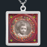 FLORENCE RENAISSANCE FRUITS PHOTO TEMPLATE Topaz Silver Plated Necklace<br><div class="desc">Elegant , classic, vibrant Renaissance fine art , masterpiece from Bottega della Robbia  ( Florence - Italy  ) in bright red, brown, yellow, green, colours  .</div>