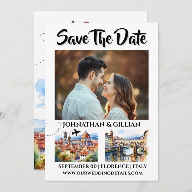 Florence save the date photo destination getaway (Front/Back)