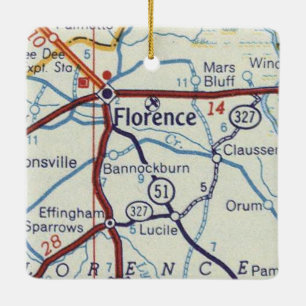 Florence SC Vintage Map Ceramic Ornament