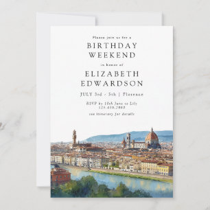 Florence Skyline Watercolor Birthday Weekend Invitation