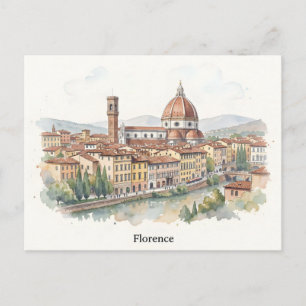 Florence watercolor art postcard