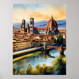 Florence watercolor art poster
