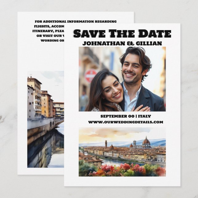 Florence wedding destination couples photo Italy Save The Date (Front/Back)