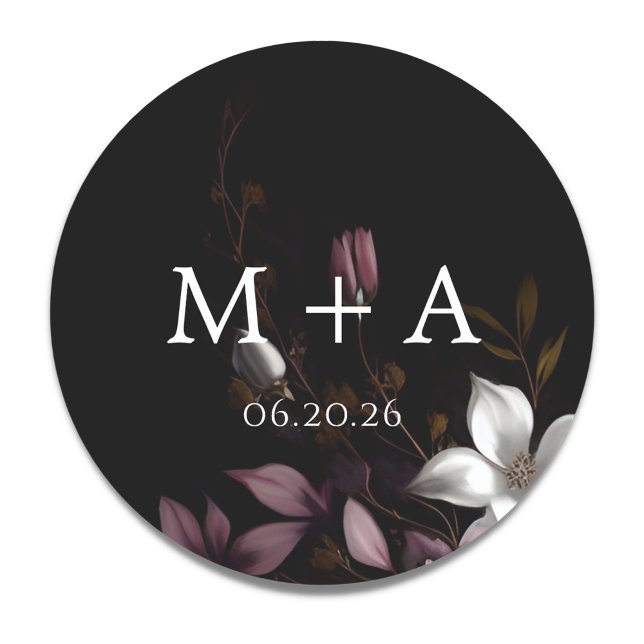 Florence Wedding Monogram Classic Round Sticker (Creator Uploaded)