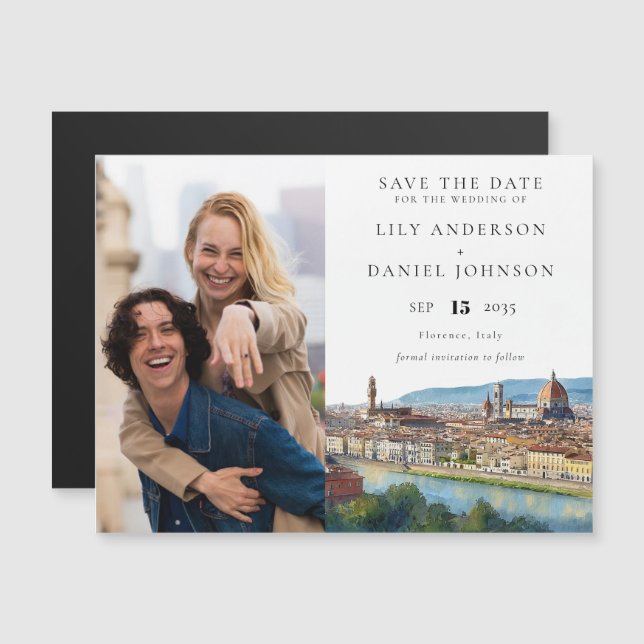 Florence Wedding Photo Save The Date Magnetic Invitation (Front/Back)