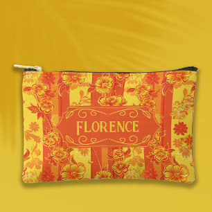 Florence Yellow and Orange Floral Accessory Pouch