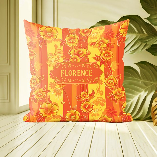 Florence Yellow and Orange Floral Cushion (Creator Uploaded)