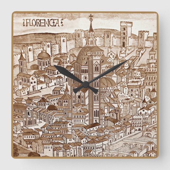 Florencia Sepai 1493 Square Wall Clock (Front)