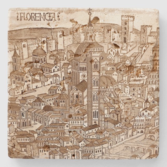 Florencia Sepia Travertine Coaster (Front)