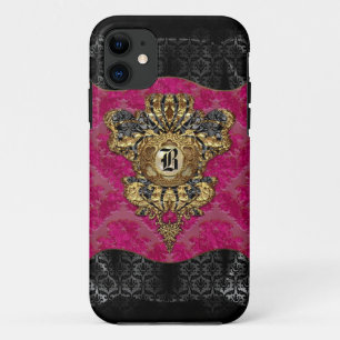 Florendyne Elegant Damask Monogram iPhone 11 Case