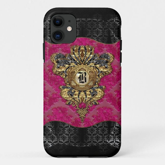 Florendyne Elegant Damask Monogram Case-Mate iPhone Case (Back)