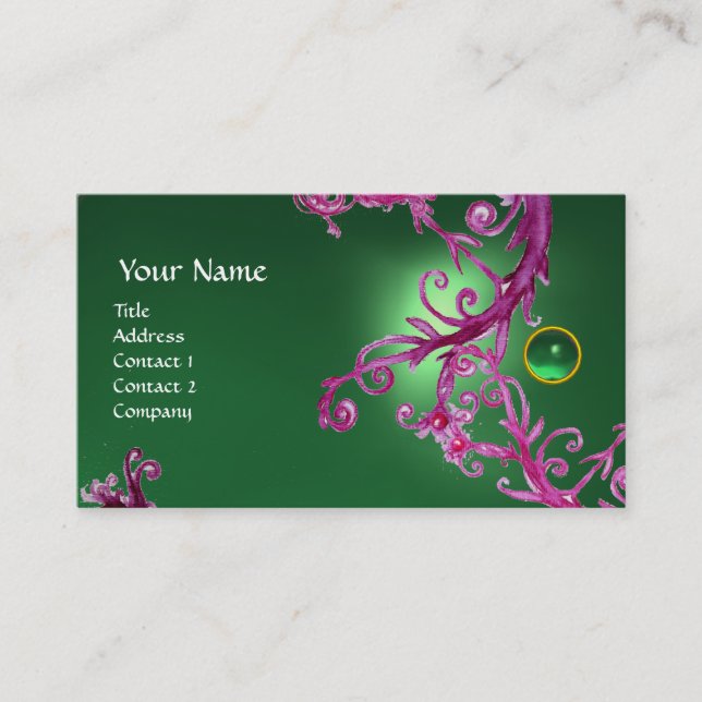 FLORENTINE BAROQUE MONOGRAM GEM green Business Card (Front)