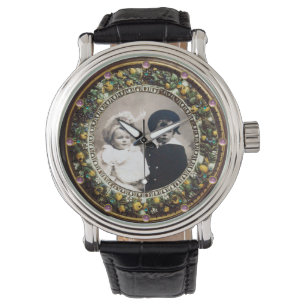 FLORENTINE BROWN FLORAL CROWN PHOTO TEMPLATE WATCH