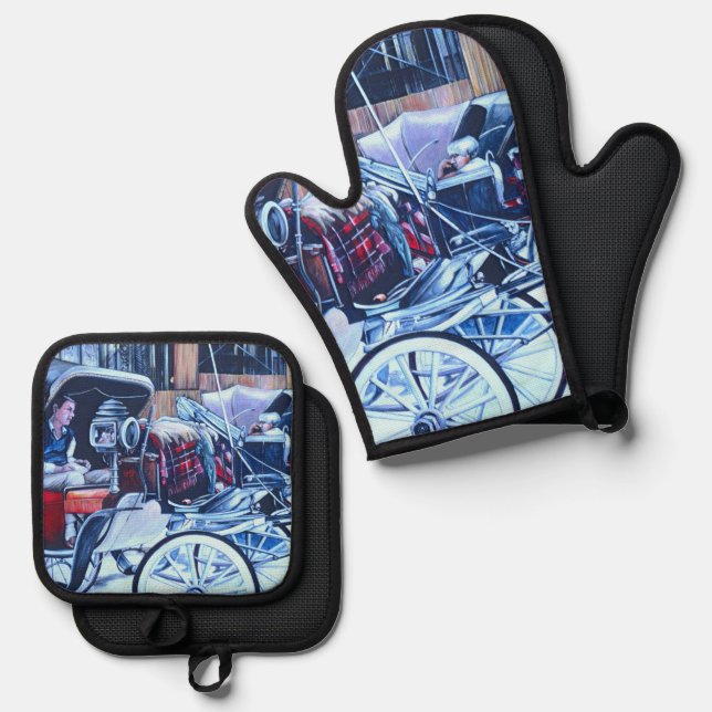 Florentine Charm Oven Mitt & Pot Holder Set (Front/Back)