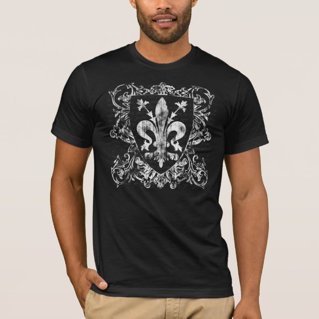 Florentine Fleur-de-lis Men's Dark Shirt (Front)