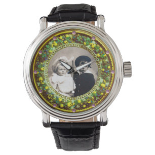 FLORENTINE GREEN FLORAL CROWN PHOTO TEMPLATE WATCH