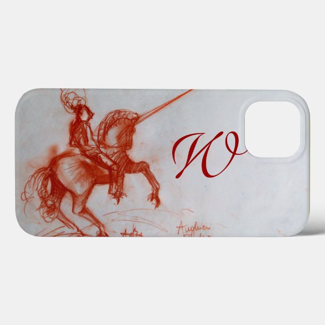 FLORENTINE  KNIGHT ON HORSEBACK Sepia Monogram Case-Mate iPhone Case (Back (Horizontal))