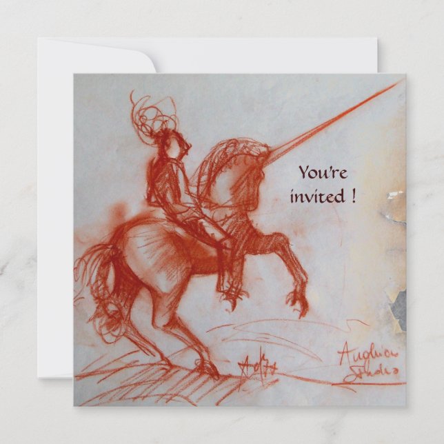 FLORENTINE KNIGHT ON HORSEBACK  white gold Invitation (Front)