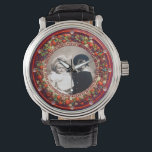 FLORENTINE RED FLORAL CROWN PHOTO TEMPLATE WATCH<br><div class="desc">Elegant , classic fruits, vibrant Renaissance fine art , masterpiece from Bottega della Robbia ( Florence - Italy ) .Classy round /circle shape photo template  in gold red green colours with bright 3D  pink gem stones easily customisable with your photo. Artistic and cool design</div>