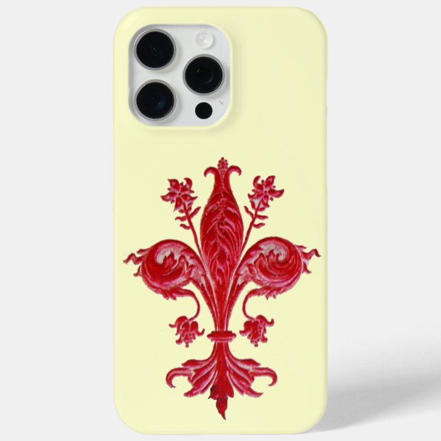 FLORENTINE RED LILY FLEUR DE LIS MONOGRAM Case-Mate iPhone CASE (Back)