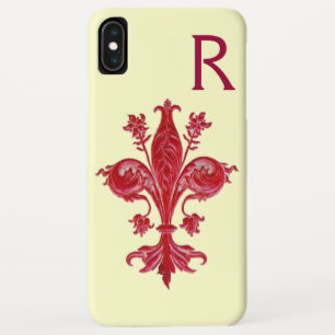 FLORENTINE RED LILY FLEUR DE LIS MONOGRAM iPhone XS MAX CASE