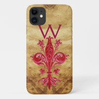 FLORENTINE RED LILY FLEUR DE LIS PARCHMENT