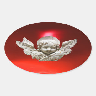 FLORENTINE RENAISSANCE ANGEL OVAL STICKER