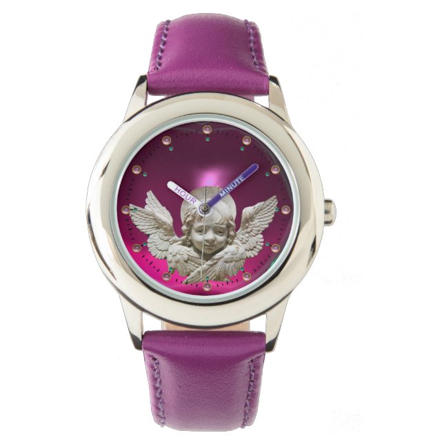 FLORENTINE RENAISSANCE ANGEL,Pink Fuchsia Amethyst Watch (Front)