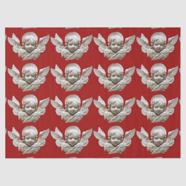 FLORENTINE RENAISSANCE ANGEL Red Christmas  Tissue Paper (Front)