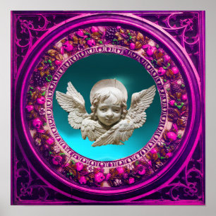 FLORENTINE RENAISSANCE ANGEL WITH FLORAL CROWN POSTER