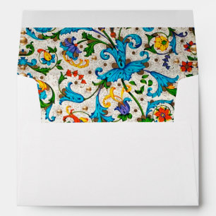 FLORENTINE RENAISSANCE BLUE FLORAL SWIRLS,FLOWERS ENVELOPE