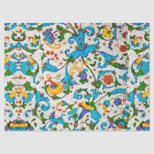 FLORENTINE RENAISSANCE BLUE FLORAL SWIRLS,FLOWERS TISSUE PAPER
