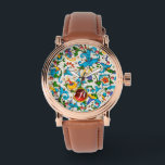FLORENTINE RENAISSANCE BLUE FLORAL SWIRLS MONOGRAM WATCH<br><div class="desc">Digital elaboration from antique Florentine papers by Bulgan Lumini ©</div>