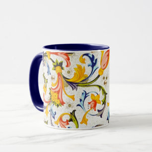 FLORENTINE RENAISSANCE FLORAL SWIRLS,FLOWERS MUG