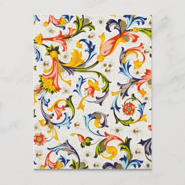 FLORENTINE RENAISSANCE  FLORAL SWIRLS,FLOWERS POSTCARD (Front)