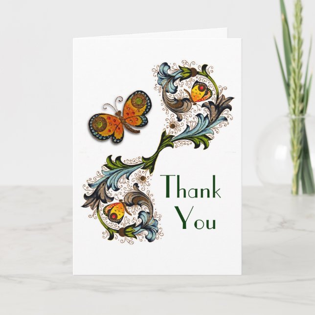 Florentine Renaissance Floral Thank You Card (Front)