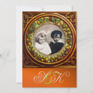 FLORENTINE RENAISSANCE FRUITS DAMASK MONOGRAM INVITATION