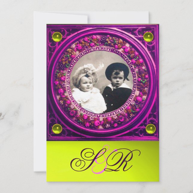 FLORENTINE RENAISSANCE FRUITS DAMASK MONOGRAM INVITATION (Front)