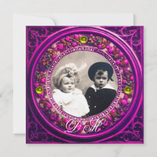 FLORENTINE RENAISSANCE PINK FLORAL CROWN MONOGRAM INVITATION