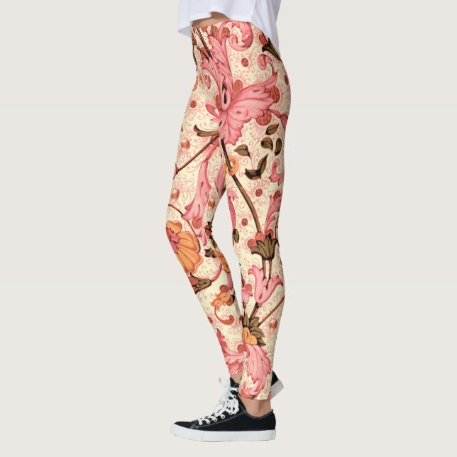 FLORENTINE RENAISSANCE PINK FLORAL SWIRLS,FLOWERS LEGGINGS (Left)