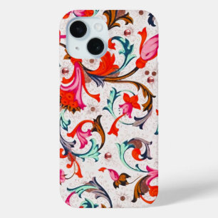FLORENTINE RENAISSANCE RED FLORAL SWIRLS,FLOWERS iPhone 15 CASE