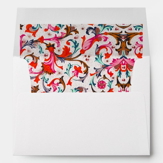 FLORENTINE RENAISSANCE RED FLORAL SWIRLS,FLOWERS ENVELOPE (Back (Bottom))
