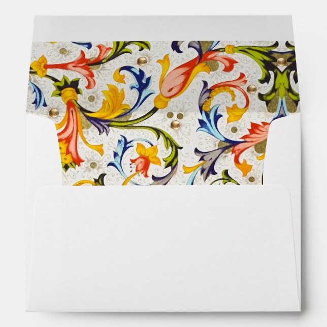 FLORENTINE RENAISSANCE YELLOW FLORAL SWIRL,FLOWERS ENVELOPE (Back (Bottom))