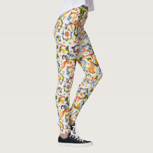 FLORENTINE RENAISSANCE YELLOW FLORAL SWIRL,FLOWERS LEGGINGS