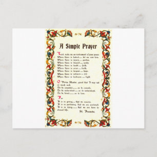 Florentine Simple Prayer=St. Francis=Pope Francis Postcard